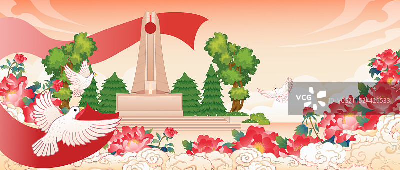 红色旅游景点旅游目的地中央红军长征出发纪念碑插画图片素材