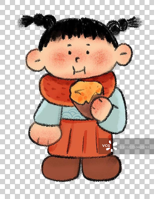 小孩吃红薯图片素材