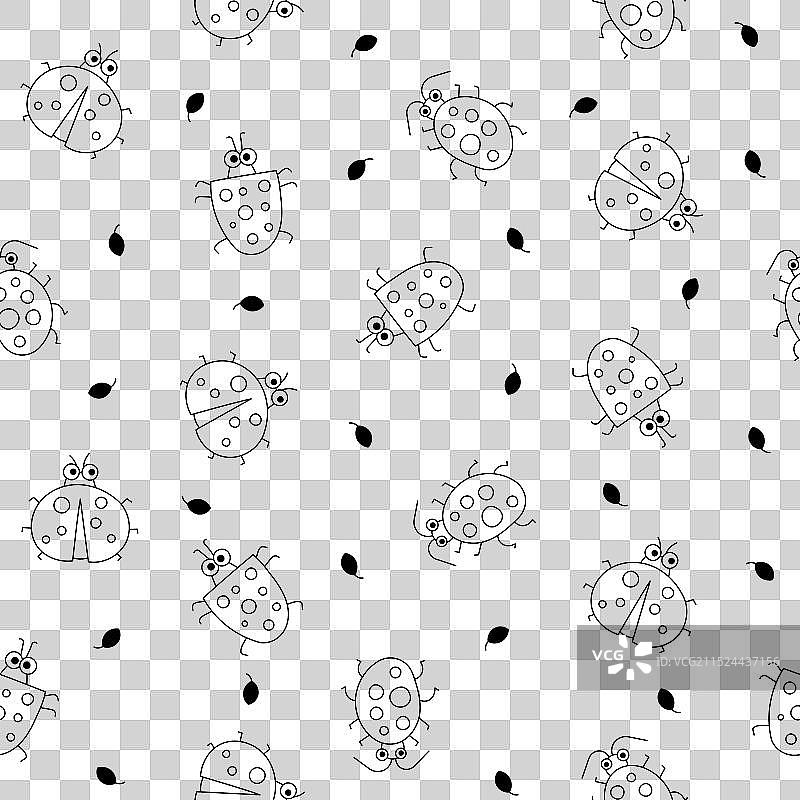 可爱昆虫卡通角色无缝图案图片素材