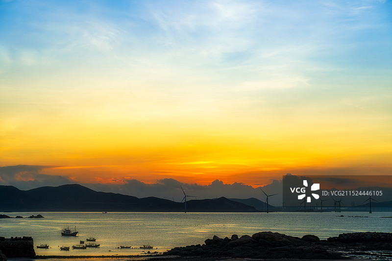 福州平潭岛日落海景图片素材