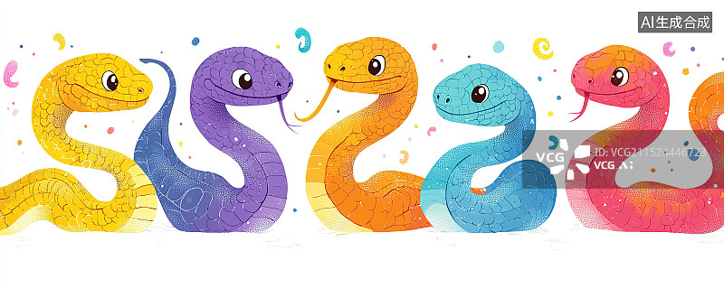 【AI数字艺术】庆祝2025年蛇年的节日蛇插图图片素材