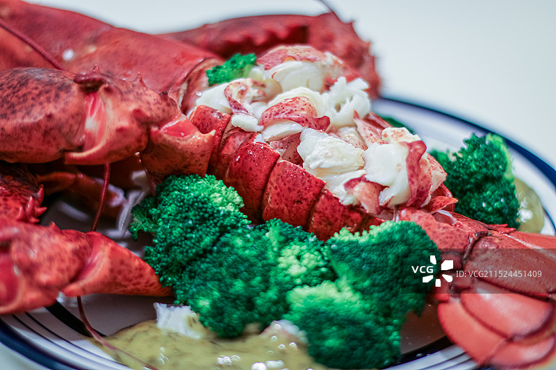 大龙虾料理的特写图片素材