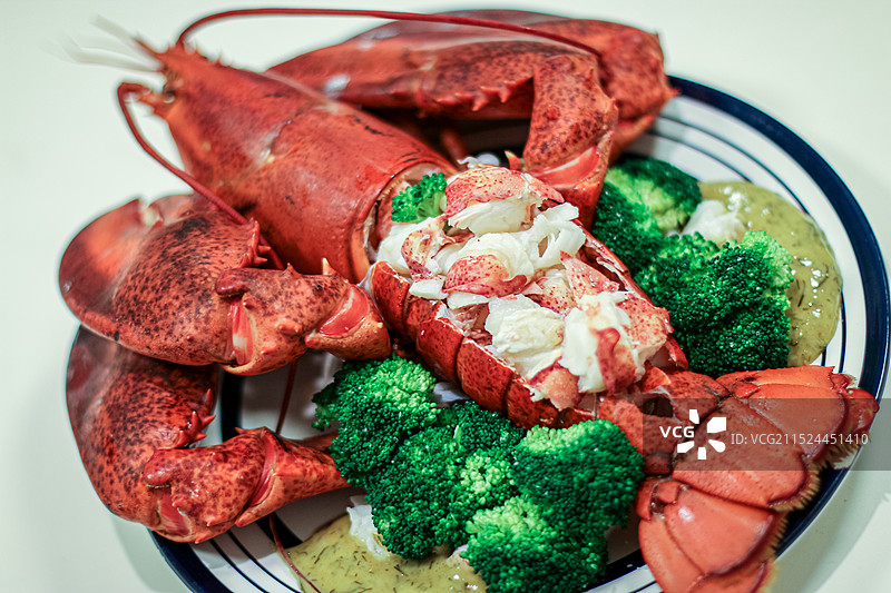 大龙虾料理的特写图片素材
