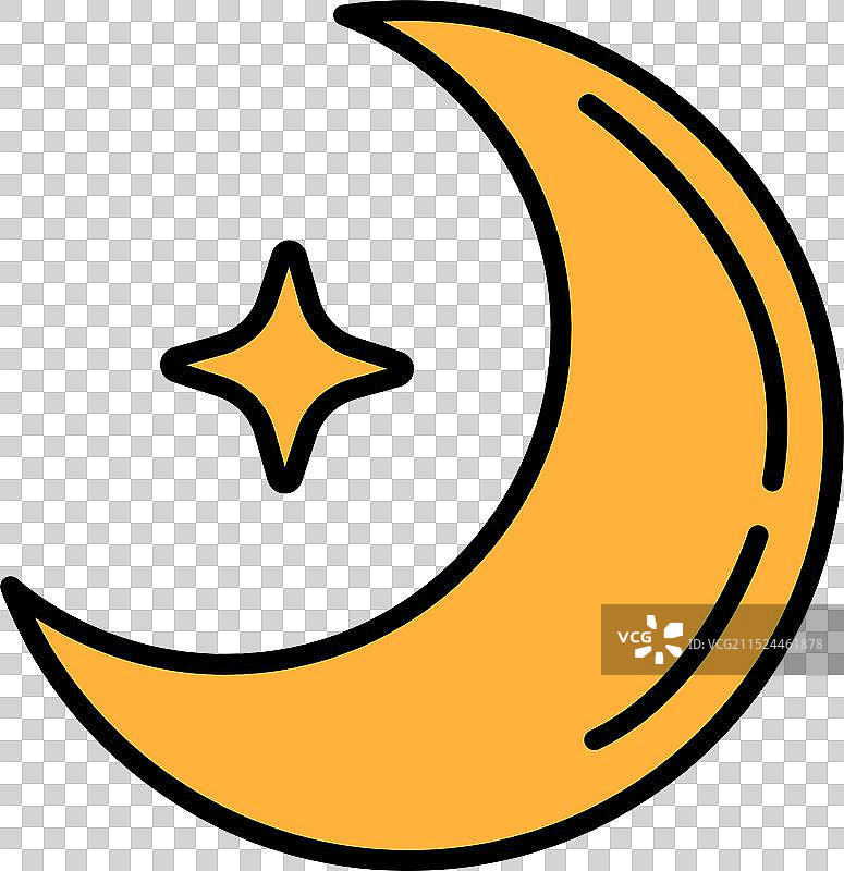 线条风格的月亮和星星图标图片素材