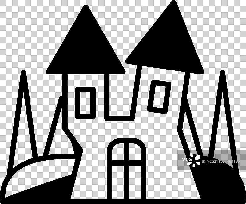 线条风格万圣节城堡图标图片素材