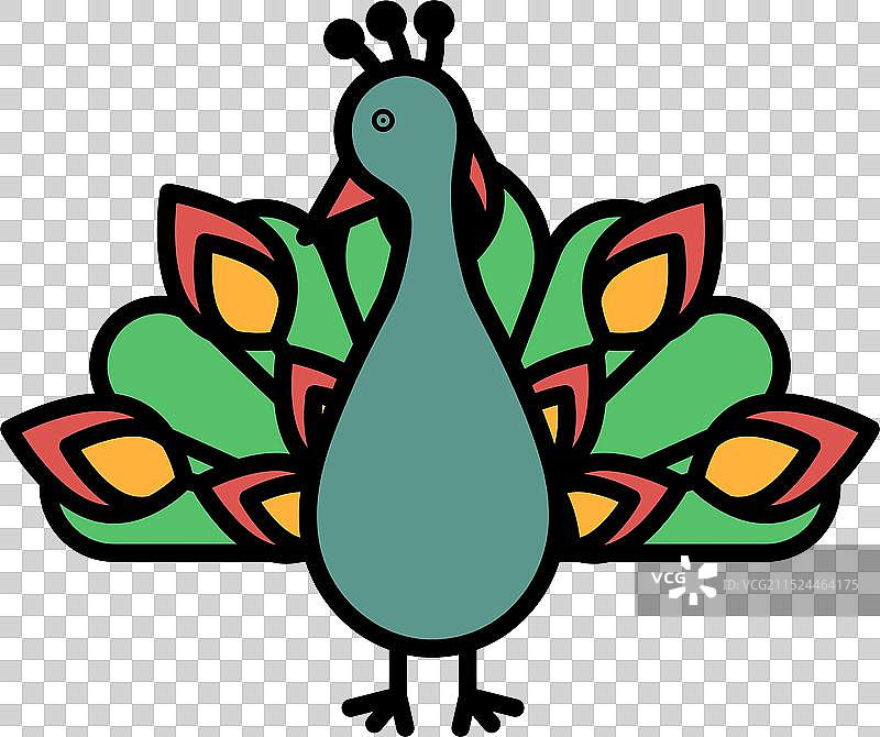 孔雀线性图标风格图片素材