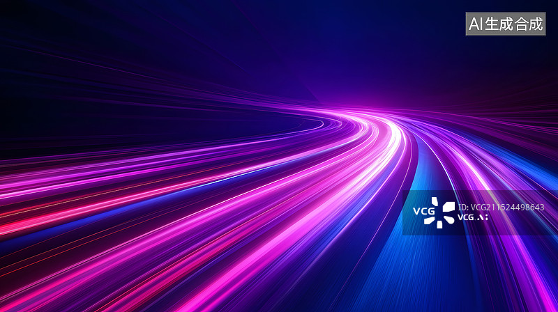 【AI数字艺术】速度与光线的迷幻之路图片素材