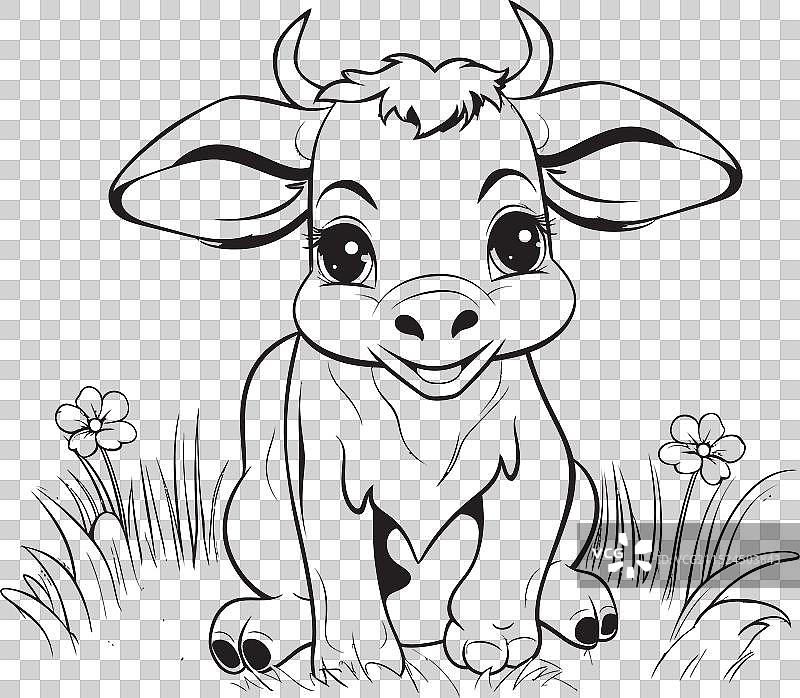 艺术风格的牛科动物填色logo嘉年华设计图片素材