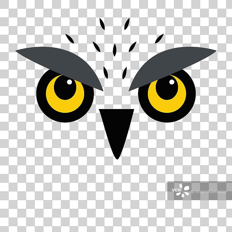 猫头鹰面部图标，大黄眼睛鸟类图片素材