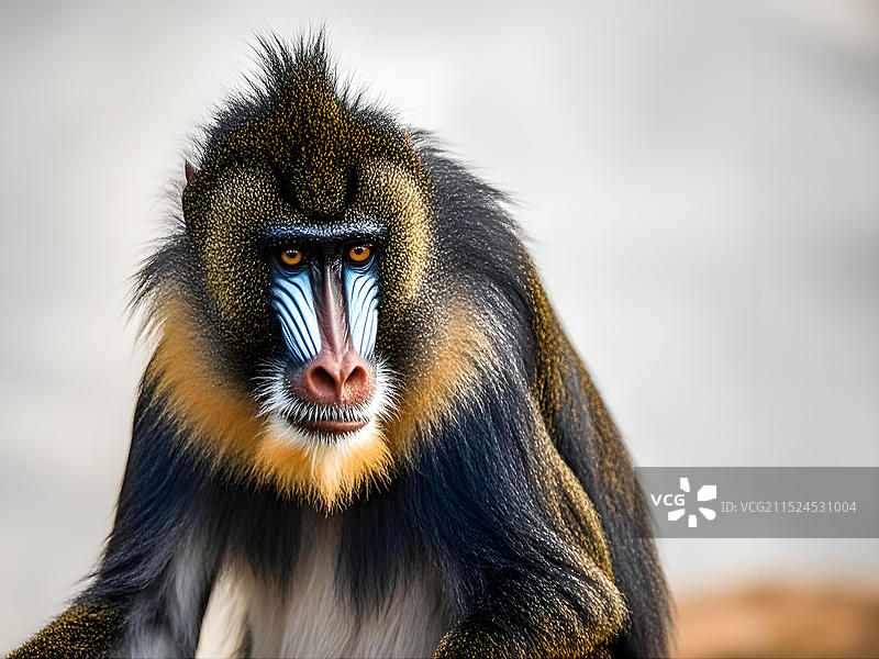 一只自然环境中的山魈图片素材