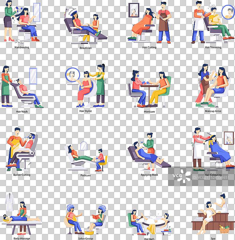 16款美容院扁平风格网页素材图片素材