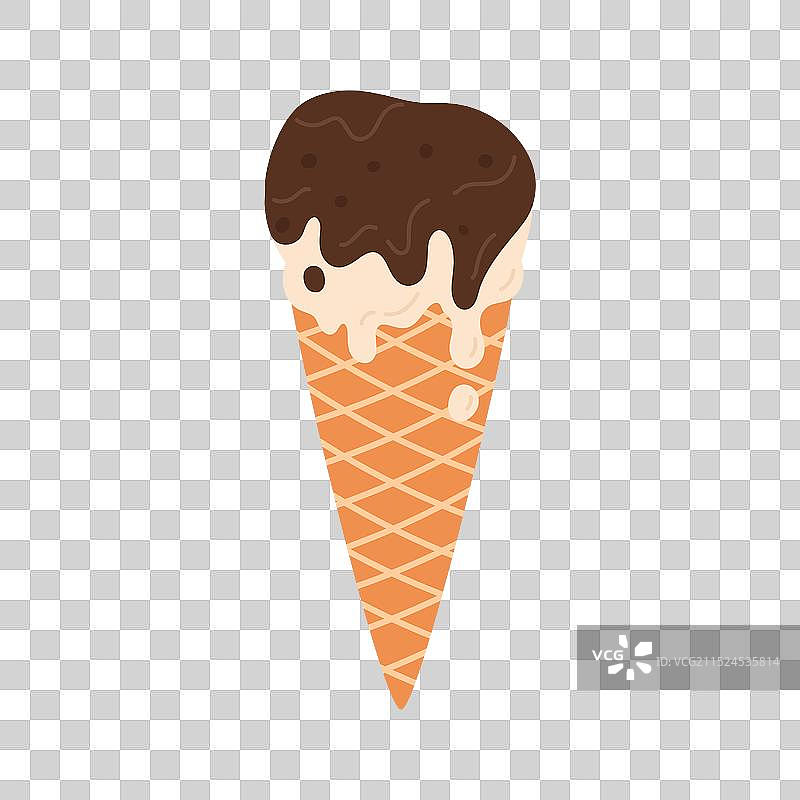 巧克力香草冰淇淋分层融化图片素材