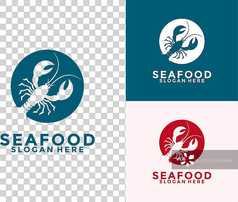 海鲜餐厅Logo：小龙虾、对虾、虾图片素材