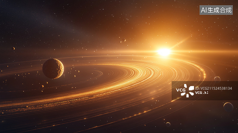 【AI数字艺术】太阳系小行星的轨道3D模型图片素材