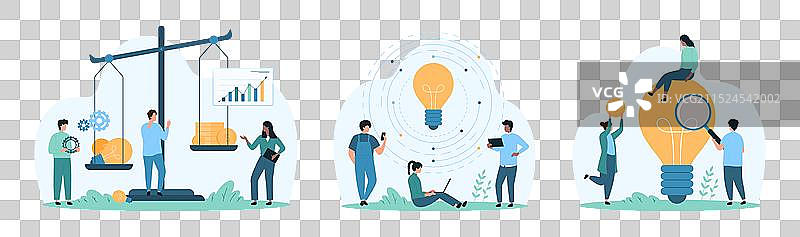 小人物的经济分析创意图片素材