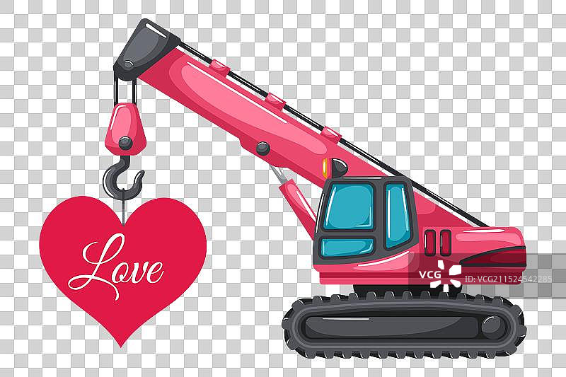 伸缩式履带起重机或链式起重机卡通图片素材