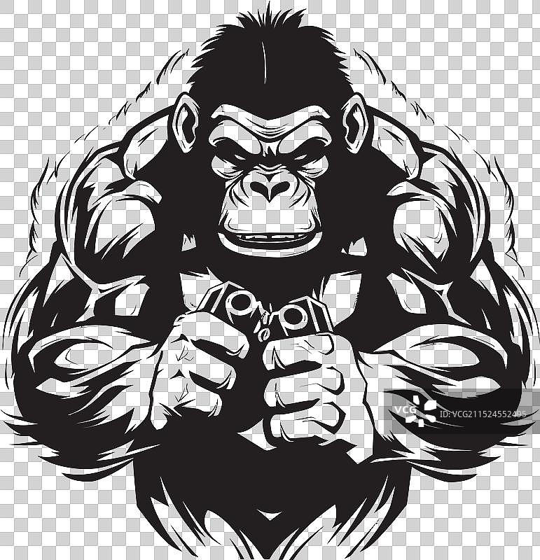 黑猩猩冠军肌肉游戏手柄符号图片素材