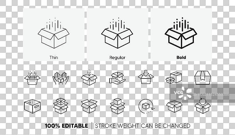 盒子线条图标包裹递送箱货物箱图片素材