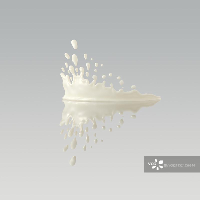 滴落的牛奶溅出的奶皇冠在镜面上图片素材