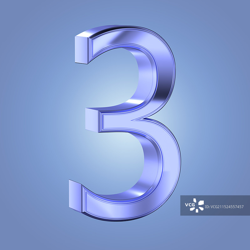 高反射金属质感的数字3图片素材