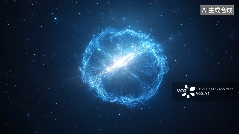 【AI数字艺术】宇宙中子星发光抽象概念插图图片素材