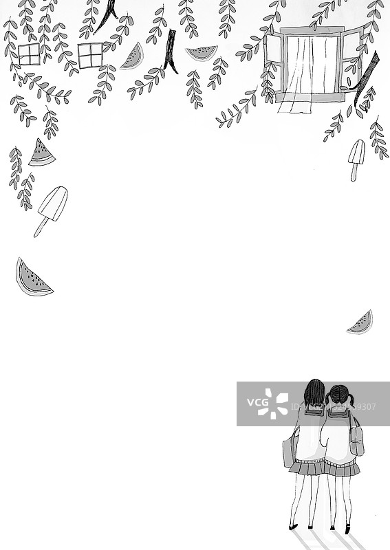 夏日清凉闺蜜同学图片素材