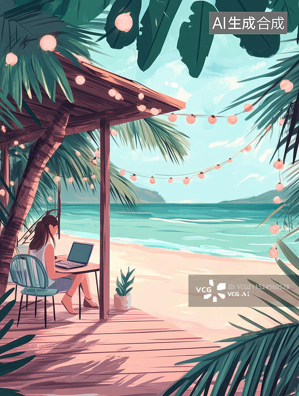 【AI数字艺术】放松主题插画图片素材