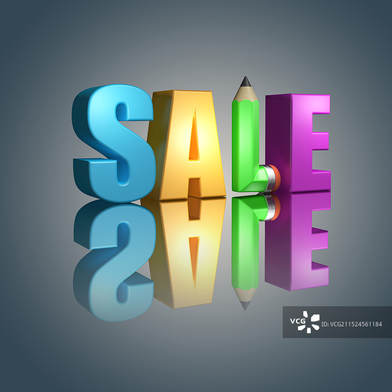 彩色字母和铅笔组成的英文sale售卖字母图片素材