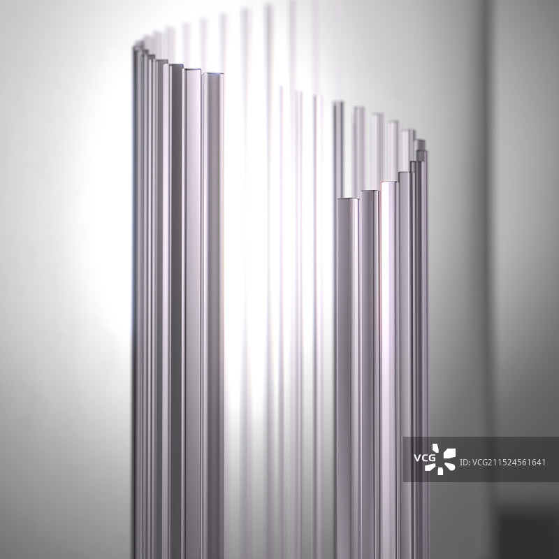 淡紫色的水晶玻璃柱环绕组成的s型曲面图片素材