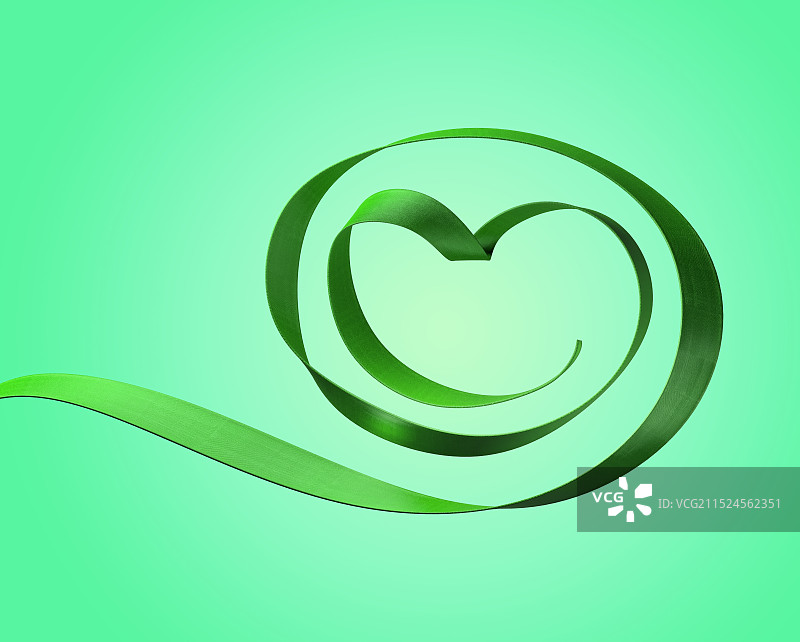 绿色丝带围绕组成一颗心的形状图片素材