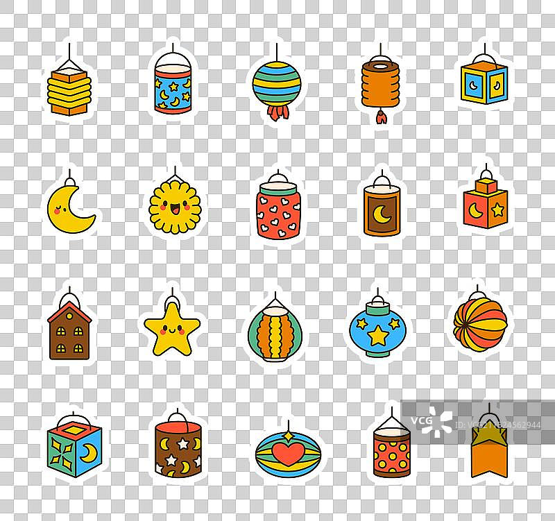 圣马丁节灯笼贴纸书签图片素材