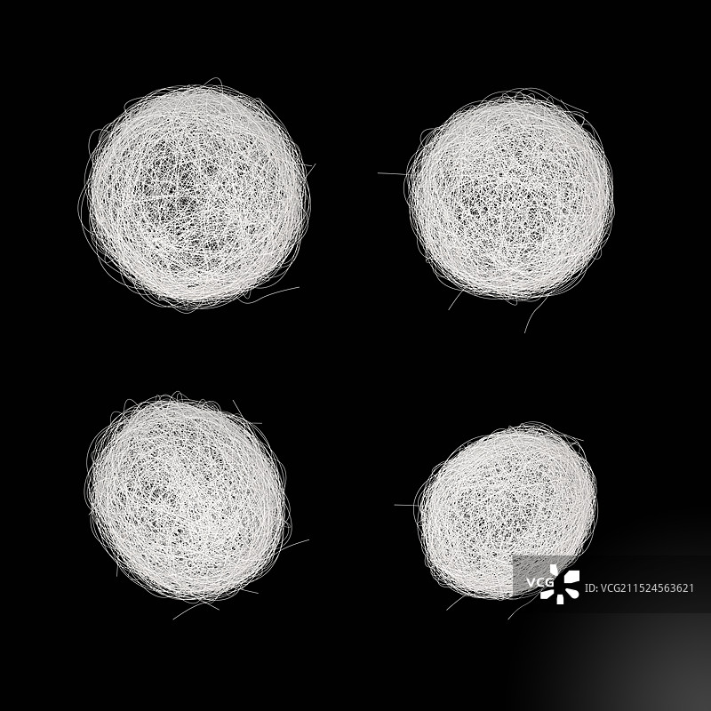 一组白色缠绕的丝线组成的球状物图片素材