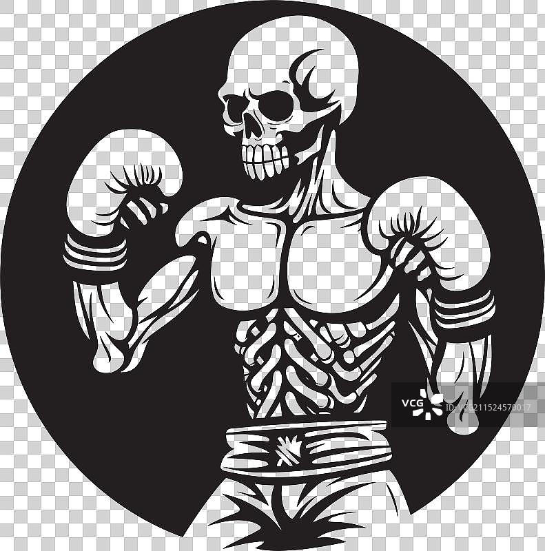 亡灵上勾拳骷髅拳击黑色标志图片素材