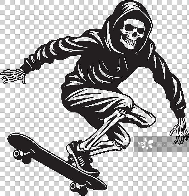 黑色滑板骷髅标志图片素材