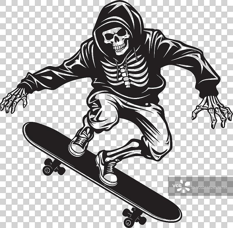 滑板坡道骷髅标志图片素材