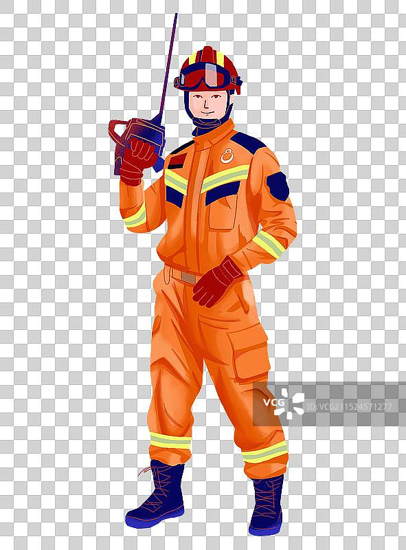 消防员人物手绘免扣元素图片素材