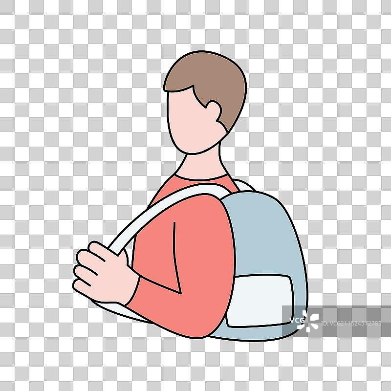 背着书包的男孩图片素材