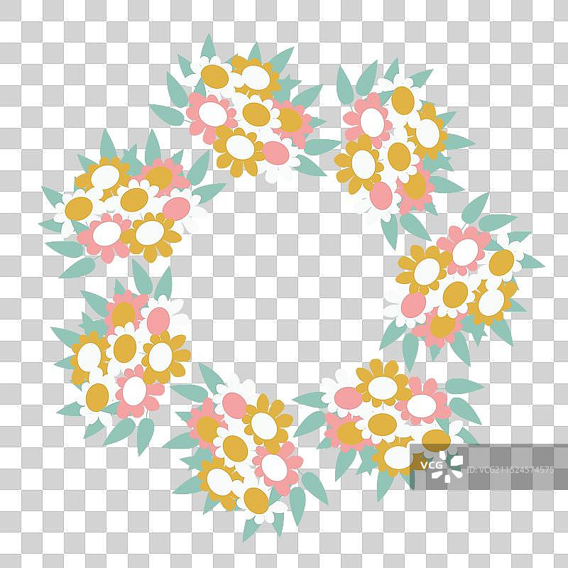 带叶子的扁平风格花环，留有空间图片素材