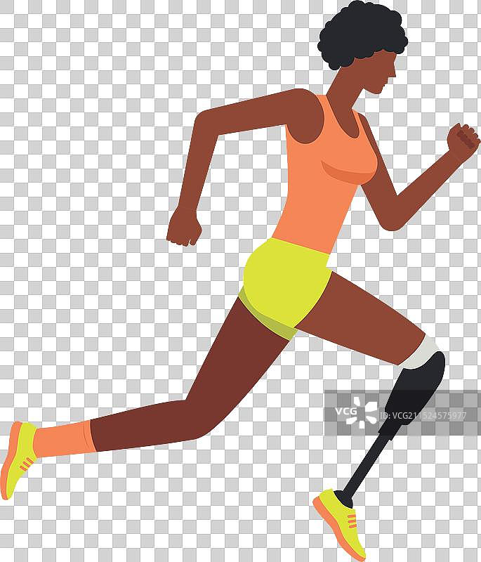 深色皮肤的残奥会女子运动员跑步图片素材