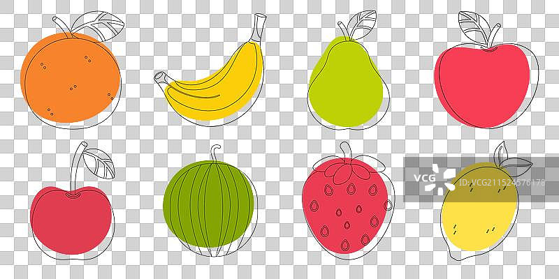 简笔画风格水果图片素材