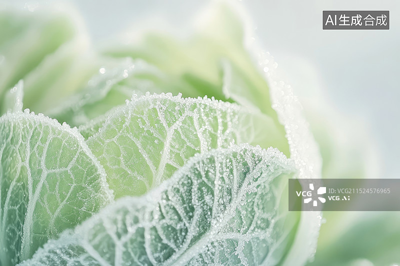 【AI数字艺术】白菜霜降白霜挂霜菜叶图片素材