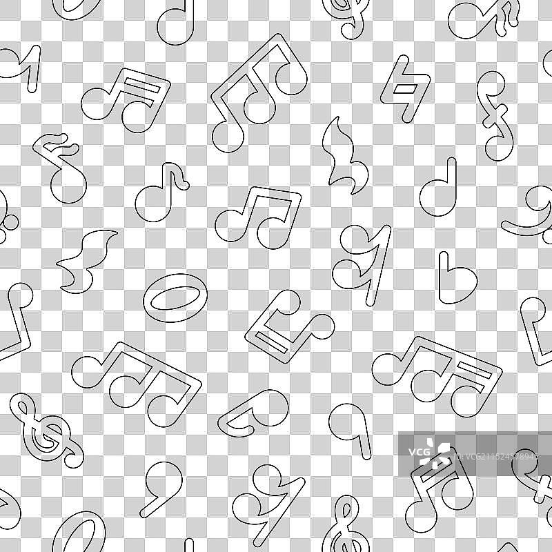 音符无缝图案着色页图片素材