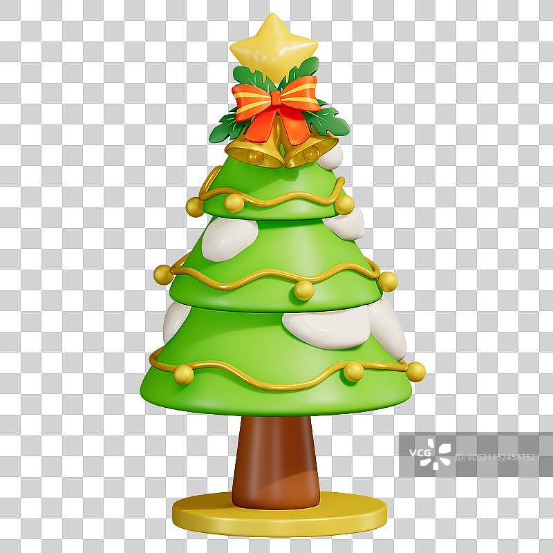 圣诞节圣诞树节日装饰3D卡通插画元素图片素材