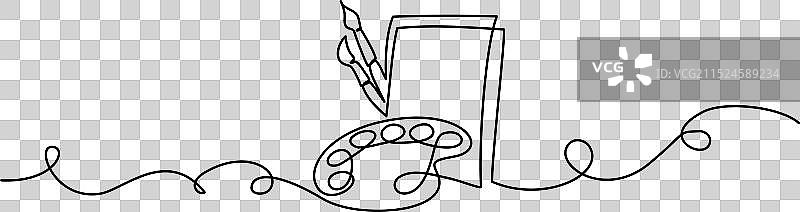 画笔、调色板和画布连续图案图片素材