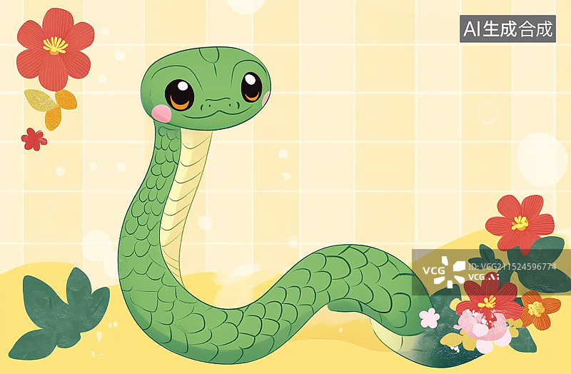 【AI数字艺术】庆祝2025年蛇年的节日蛇插图图片素材
