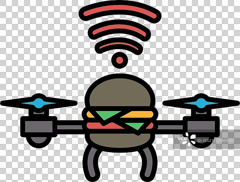 汉堡无人机线性图标图片素材