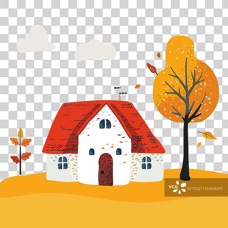 卡通瓦顶乡村房屋图片素材