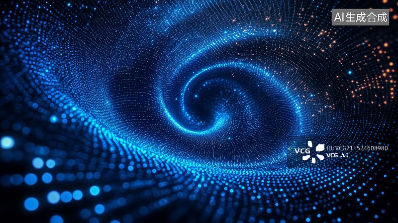 【AI数字艺术】抽象蓝色粒子流动漩涡科技商务主题背景图片素材