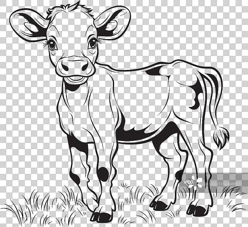 牛科动物黑色图标设计着色图片素材