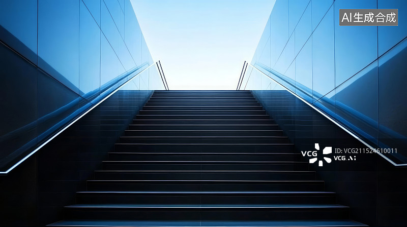 【AI数字艺术】极简户外台阶楼梯，向上的阶梯图片素材